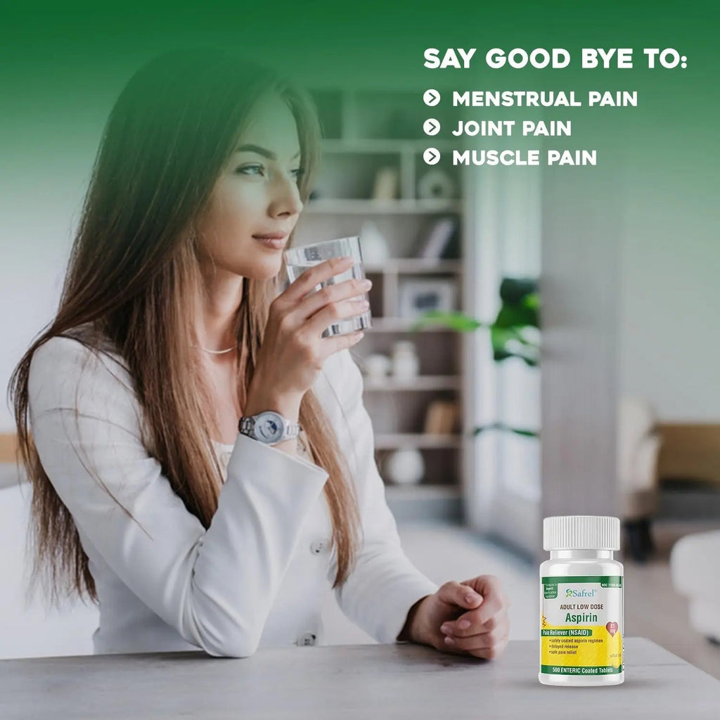 Safrel Generic Bayer Baby Aspirin 81 mg (500 Enteric Coated Tablets) | Adult Low Dose Strength Safe Pain Reliever (NSAID) for Minor Aches | Value Pack Safrel Au supplements