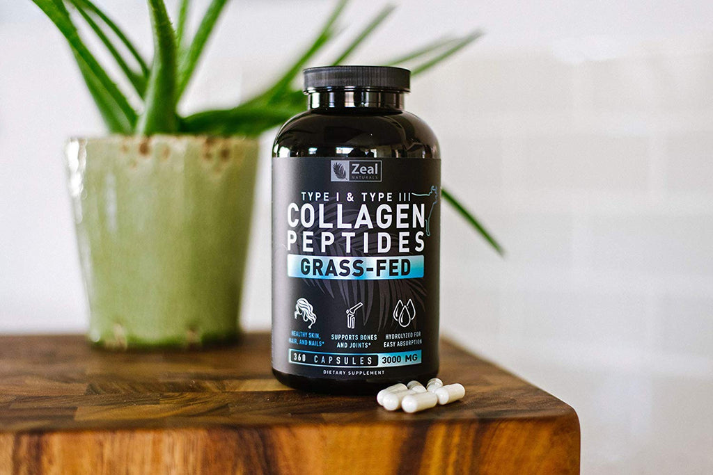 Zeal Naturals Collagen Peptides Collagen Pills (360 Capsules) Grass Fed Collagen Pepetide Powder - Hydrolyzed Collagen Powder for JointTendon SupplementHair Skin and Nails - Zeal Naturals Au supplements