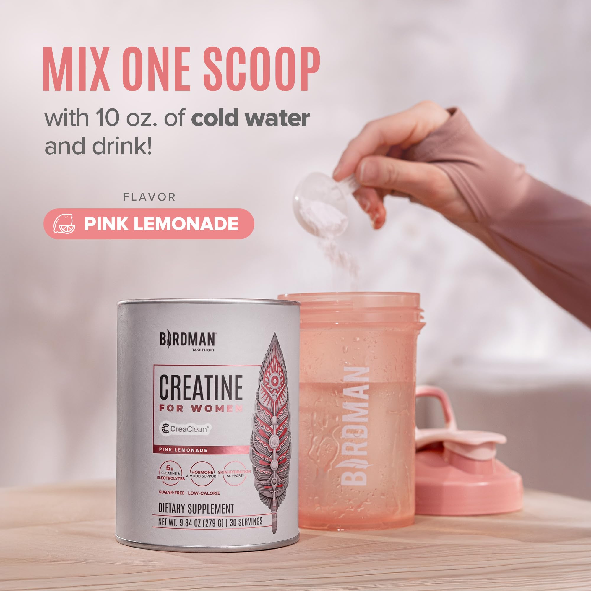 BIRDMAN Creatine for Women | Creatine Monohydrate Powder with Myo & D-Chiro Inositol, Hyaluronic Acid, Zinc, Electrolytes and Vitamins | Sugar Free, Pink Lemonade | 30 Servings BIRDMAN Au supplements