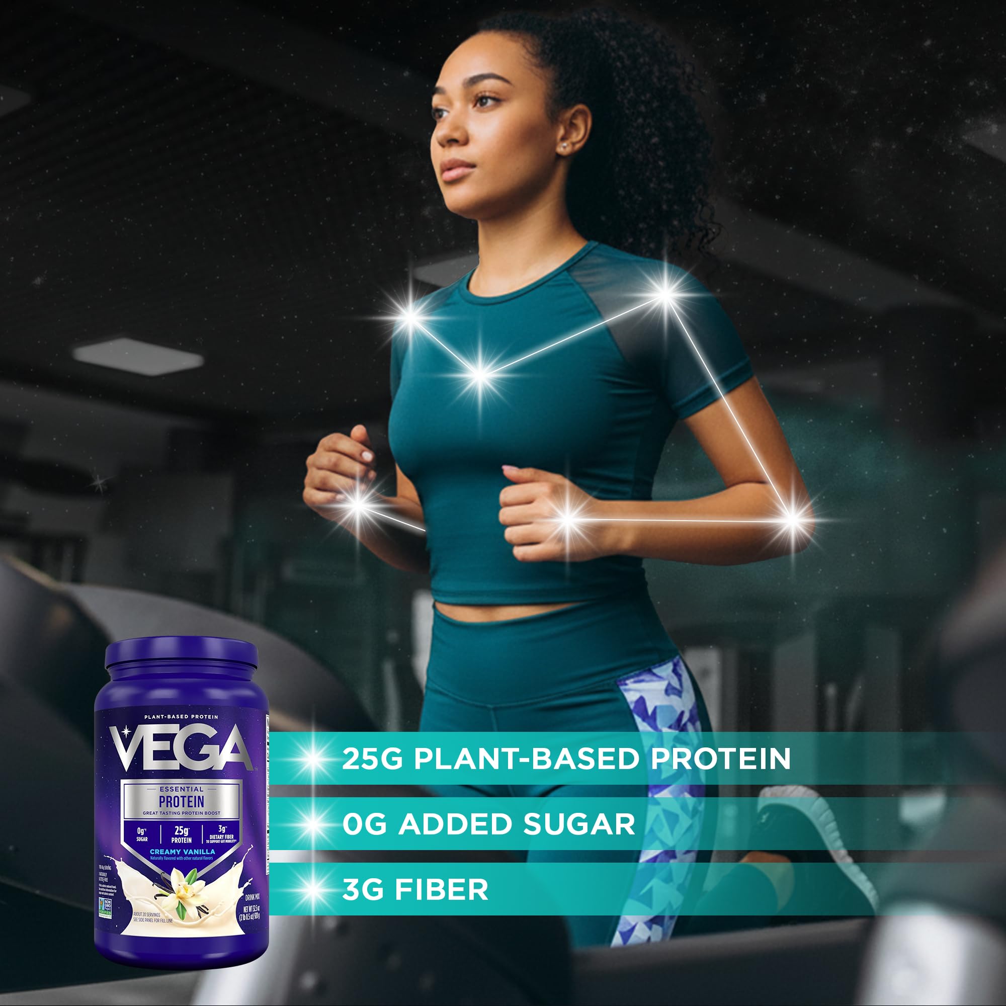 Vega Essential Protein – 25g Plant Based Protein Powder, Creamy Vanilla, Vegan for a Dairy-Free Vanilla Shake – Large Tub, 32.5oz (20 Servings)