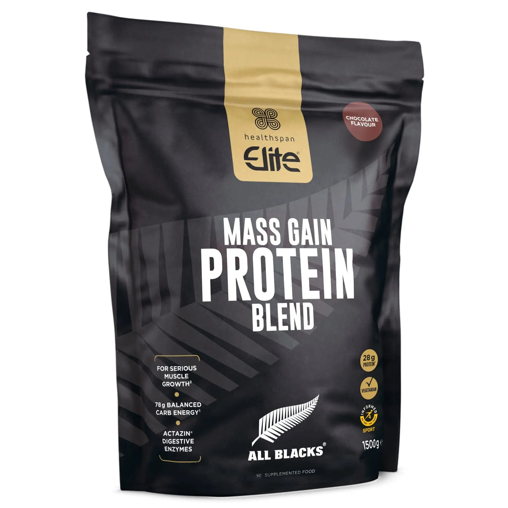 Healthspan Elite All Blacks Mass Gain Protein Blend (1500g) | Chocolate | 28g of Protein Healthspan Elite Au supplements