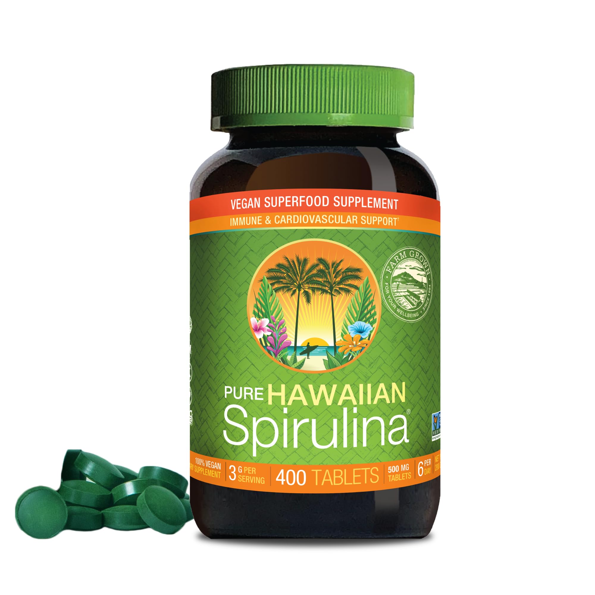 Nutrex Hawaii Pure Hawaiian Spirulina – Vegan Superfood, 500 mg Tablets, Farm Grown in Kona, Non-GMO