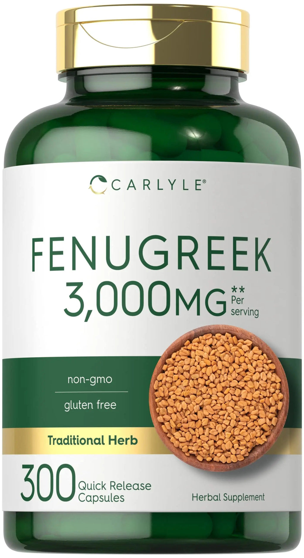 Carlyle Fenugreek Capsules 3000 mg | 300 Count | Non-GMO & Gluten Free Extract Carlyle Au supplements