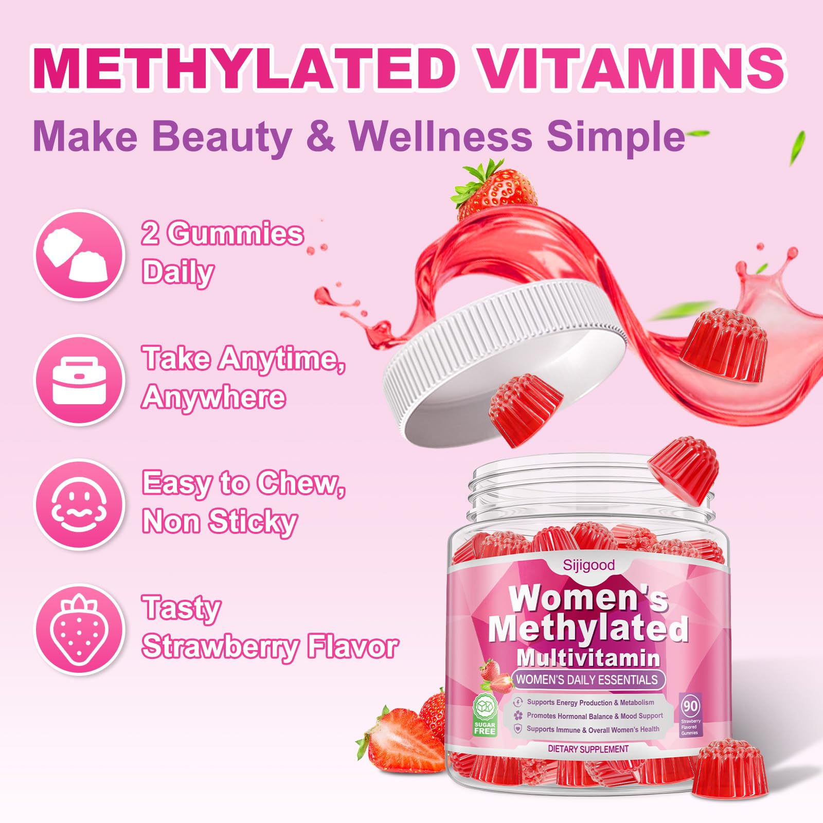 Sijigood 90 Count | Methylated Multivitamin Gummies for Women – Womens Multivitamin Gummies with B Complex, Minerals, CoQ10, Myo-Inositol for Energy, Hormone Balance & Immune Support Sugar Free Sijigood Au supplements