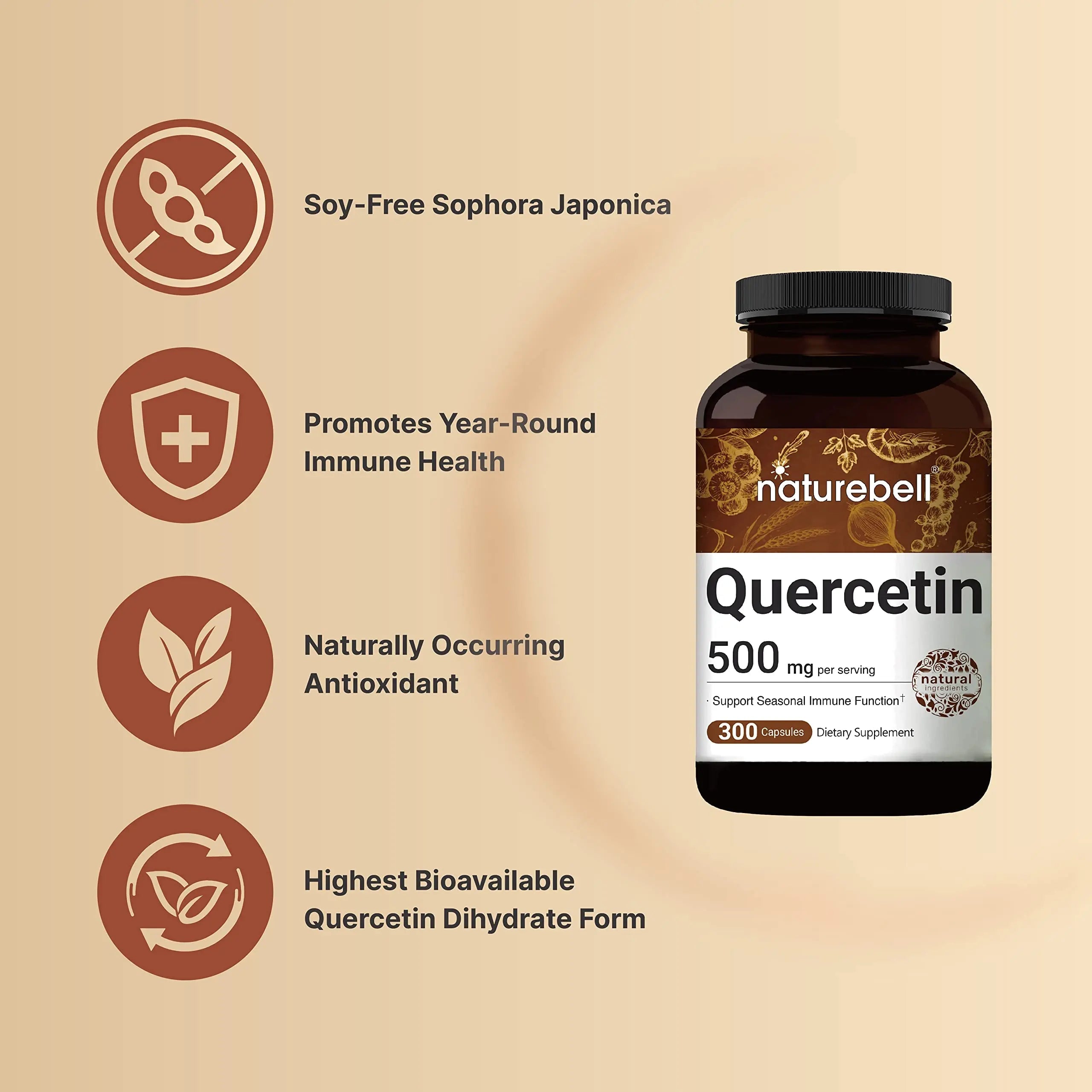 NatureBell Quercetin 500mg Per Serving | 300 Capsules, Ultra Strength Quercetin NatureBell Au supplements