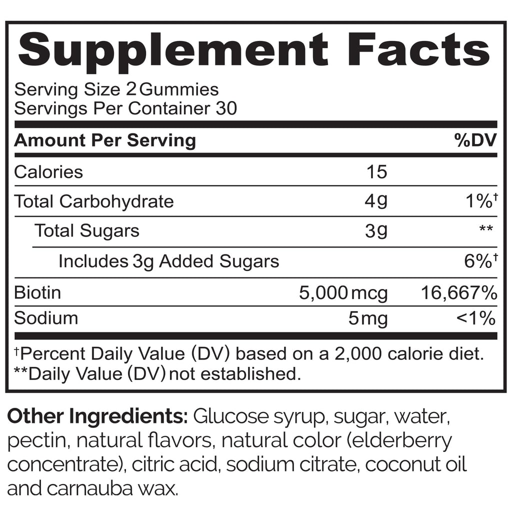 NATURELO Biotin Gummies - Supports Healthy Hair, Skin & Nails - High Potency 2500 mcg - Non GMO, Gluten Free - 60 Gummies