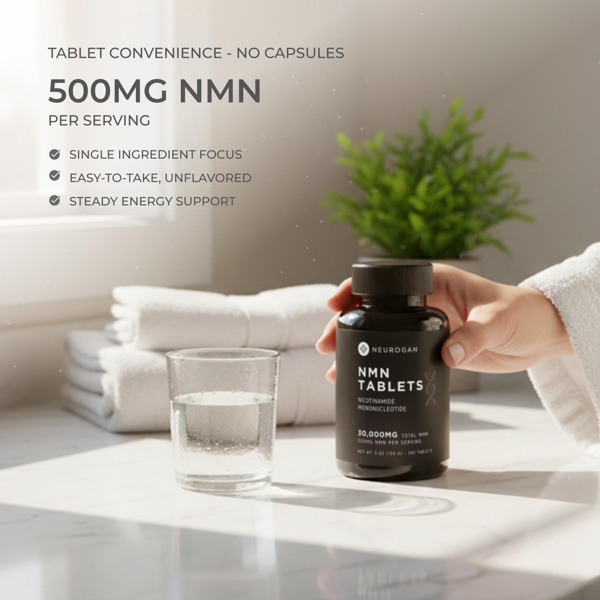 Neurogan NMN Supplement Tablets – Nicotinamide Adenine Dinucleotide Precursor for Cellular Energy & Brain Focus Support – 500 mg High-Potency Nicotinamide Mononucleotide per Serving, 300 Count Neurogan Au supplements