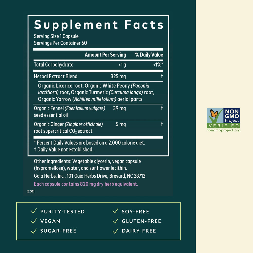 Gaia Herbs Cramp Relief - Herbal Supplement for Period Cramp Relief* - Made with Fennel Seed, Licorice Root & More - 60 Vegan Liquid Phyto-Caps (60 Servings) Gaia Herbs Au supplements
