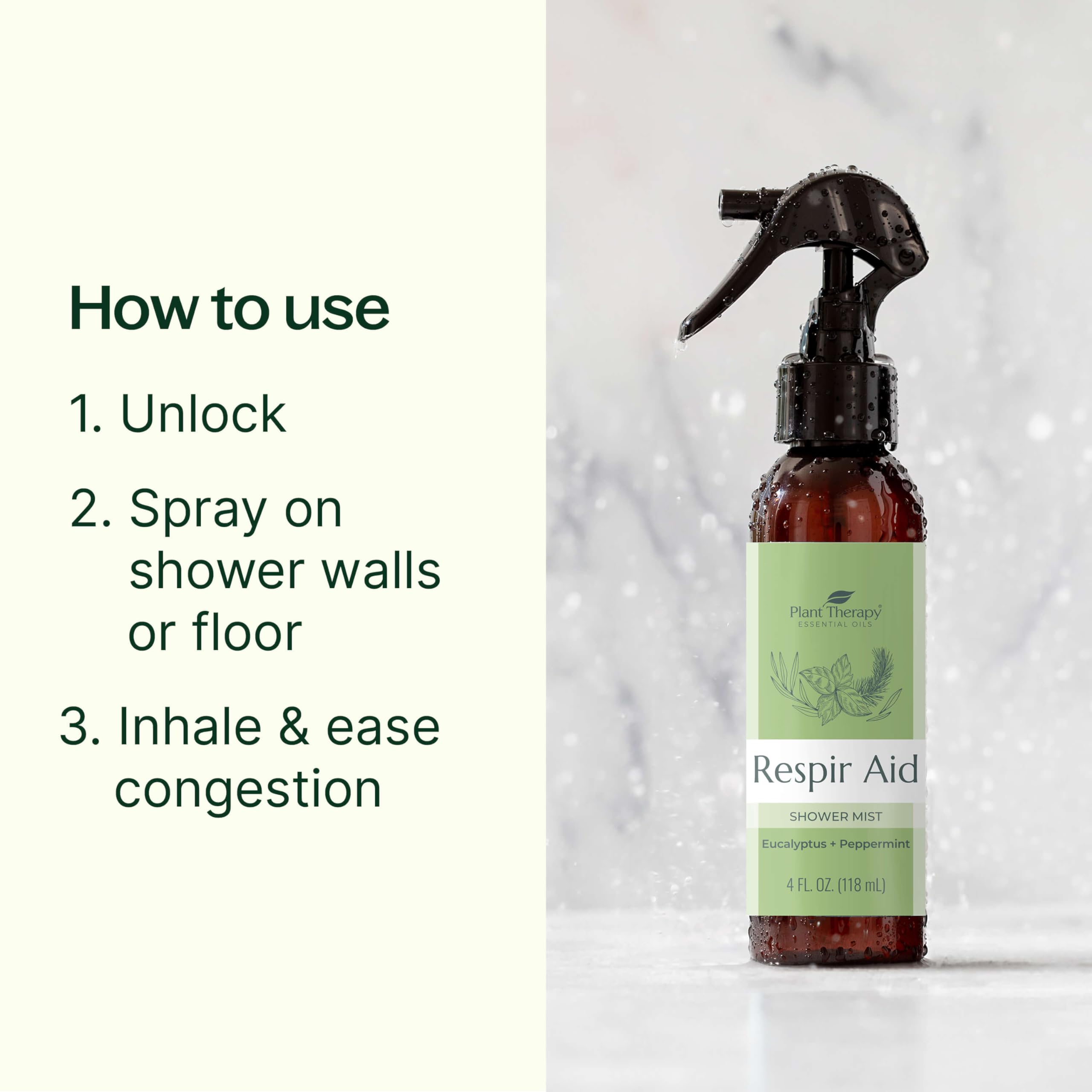 Plant Therapy Respir Aid Shower Mist 4 oz Refreshing & Crisp Aroma, Great to Help Clear Congestion Plant TherapyBuy Supplements Australia