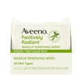 Aveeno Positively Radiant Makeup Remover Wipes, Oil Free, Alcohol Free, Non-Comedogenic Facial Cleansing Wipes, Gentle Face Wipes for Sensitive Skin