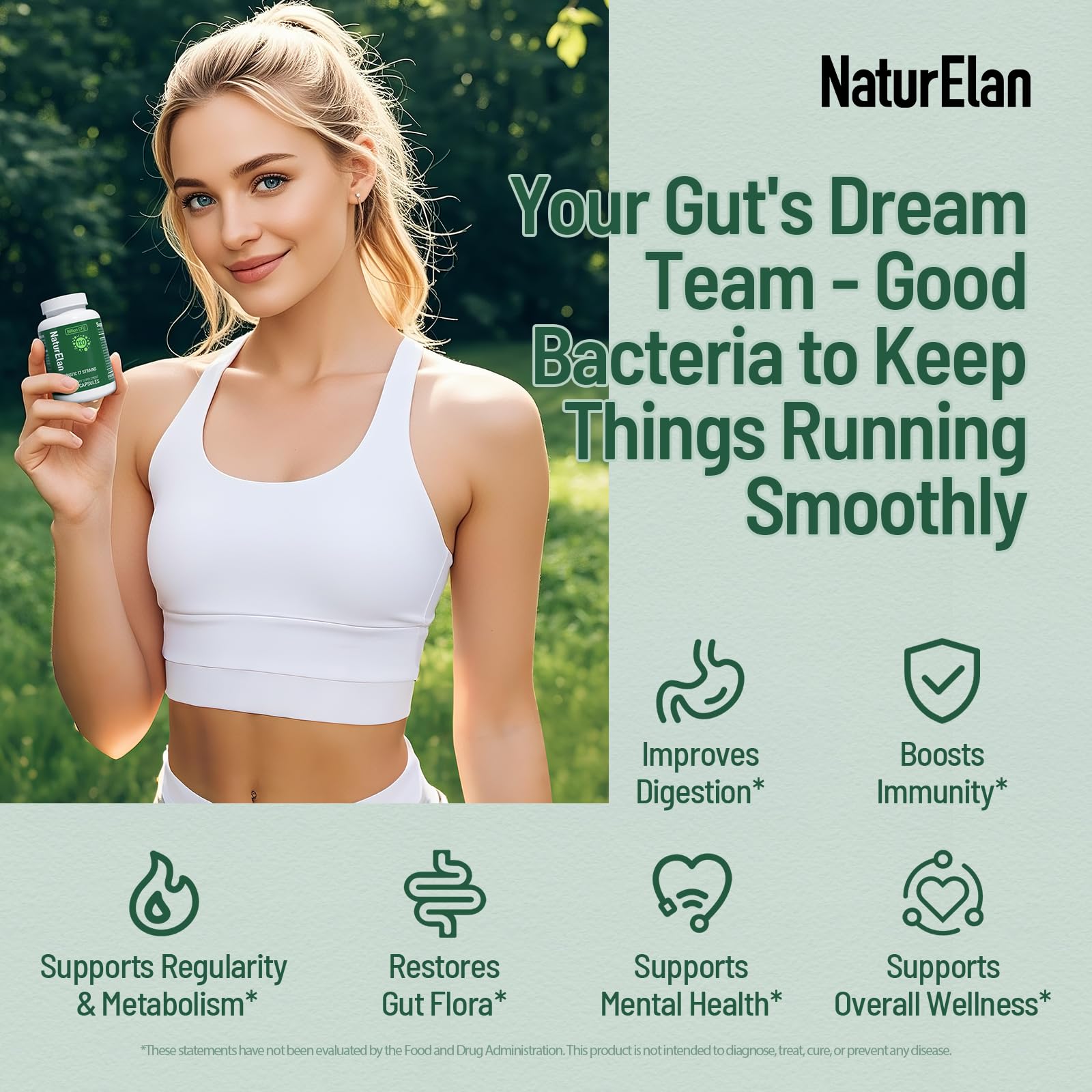 Probiotics for Women & Men - 120 Billion CFU, 17 Powerful Strains for Gut Health, Immunity & Fast Bloating Relief, Third - Party Tested, Non-GMO & Vegan Probiotics Formula for Digestive Health, 60 CT NaturElan Au supplements