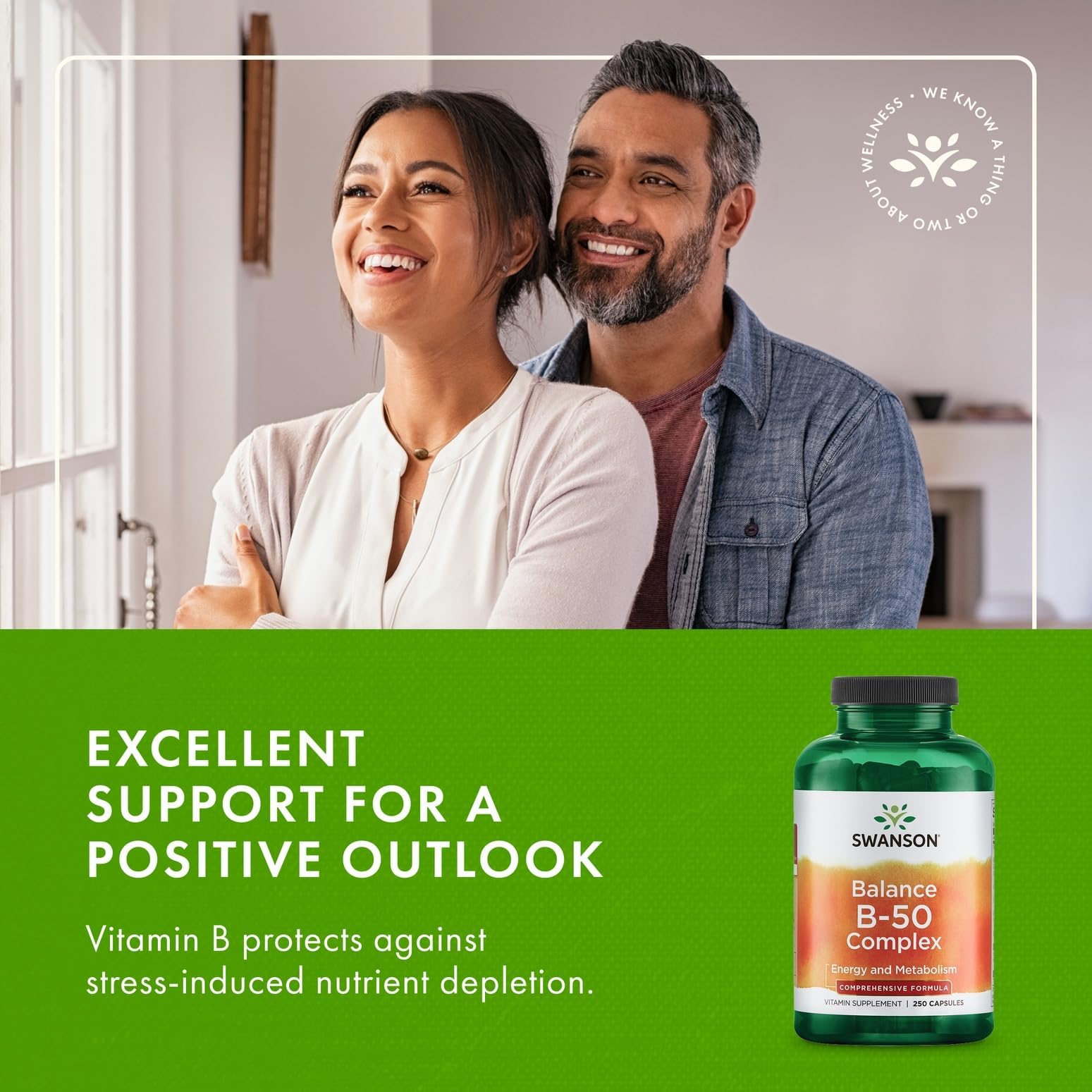 Swanson Balance B-50 High-Potency B Vitamin Complex for Busy Adults Seeking Immune, Heart, and Nervous System Support (250 Capsules)