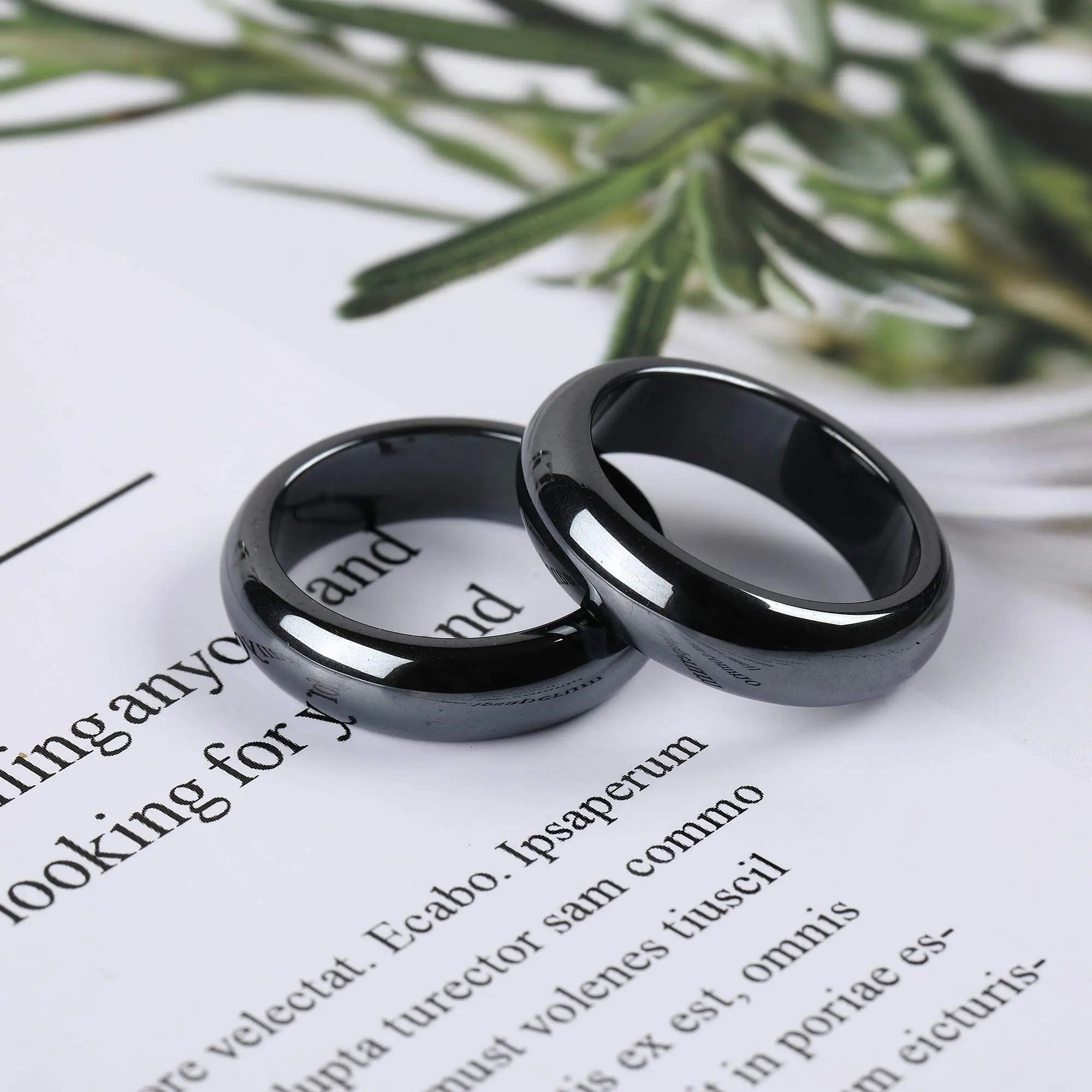 2PCS Genuine Hematite Ring for Women Men Unisex, Black Hematite Stone Ring Anxiety Balance Yhluck Au supplements