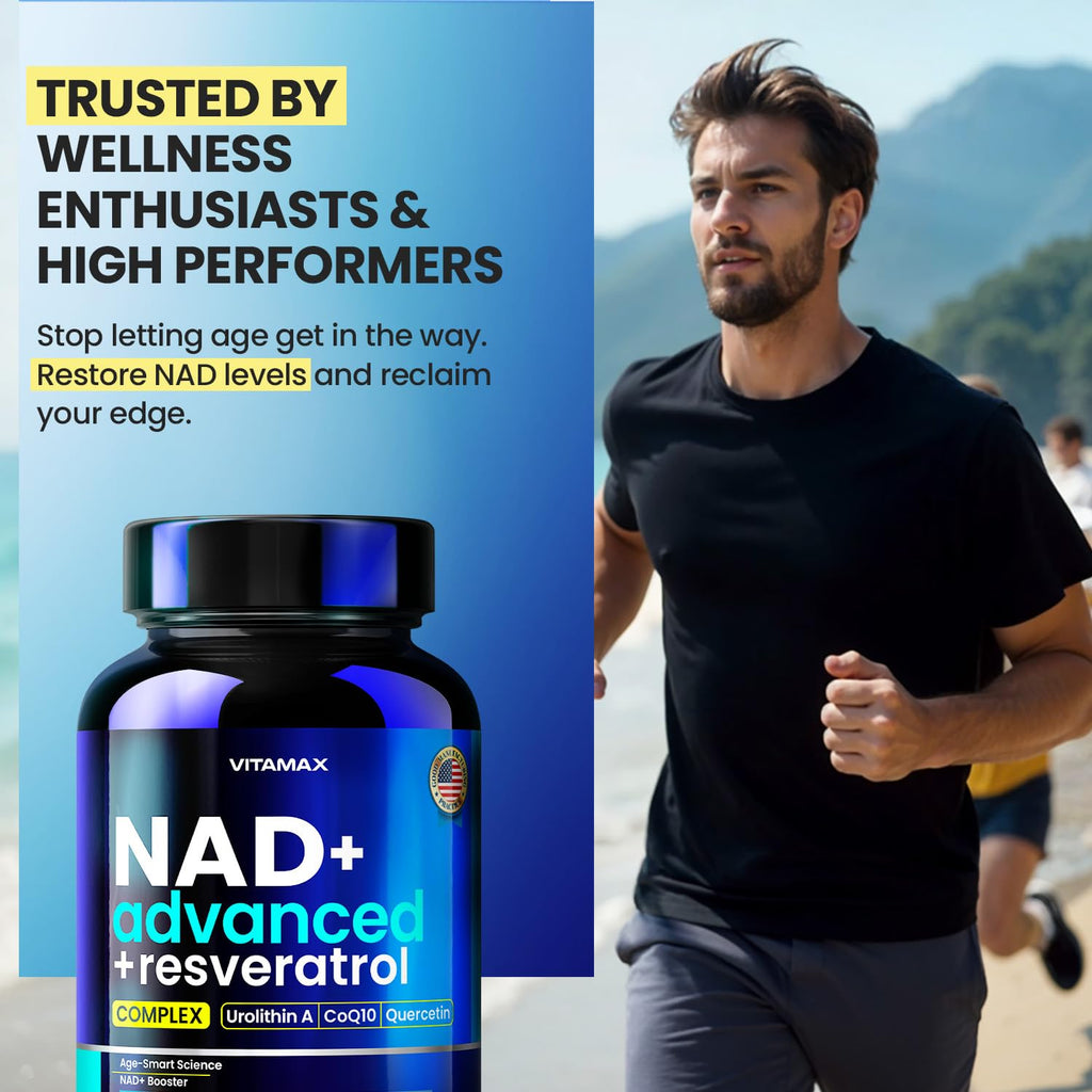 Liposomal NAD+ Supplement Extra Strength | Urolithin A, Resveratrol, CoQ10 - Women & Men - ALA, Green Tea, Quercetin, Lycopene | High Purity, Energy & Regeneration - Made in USA – 60ct Vitamax Au supplements