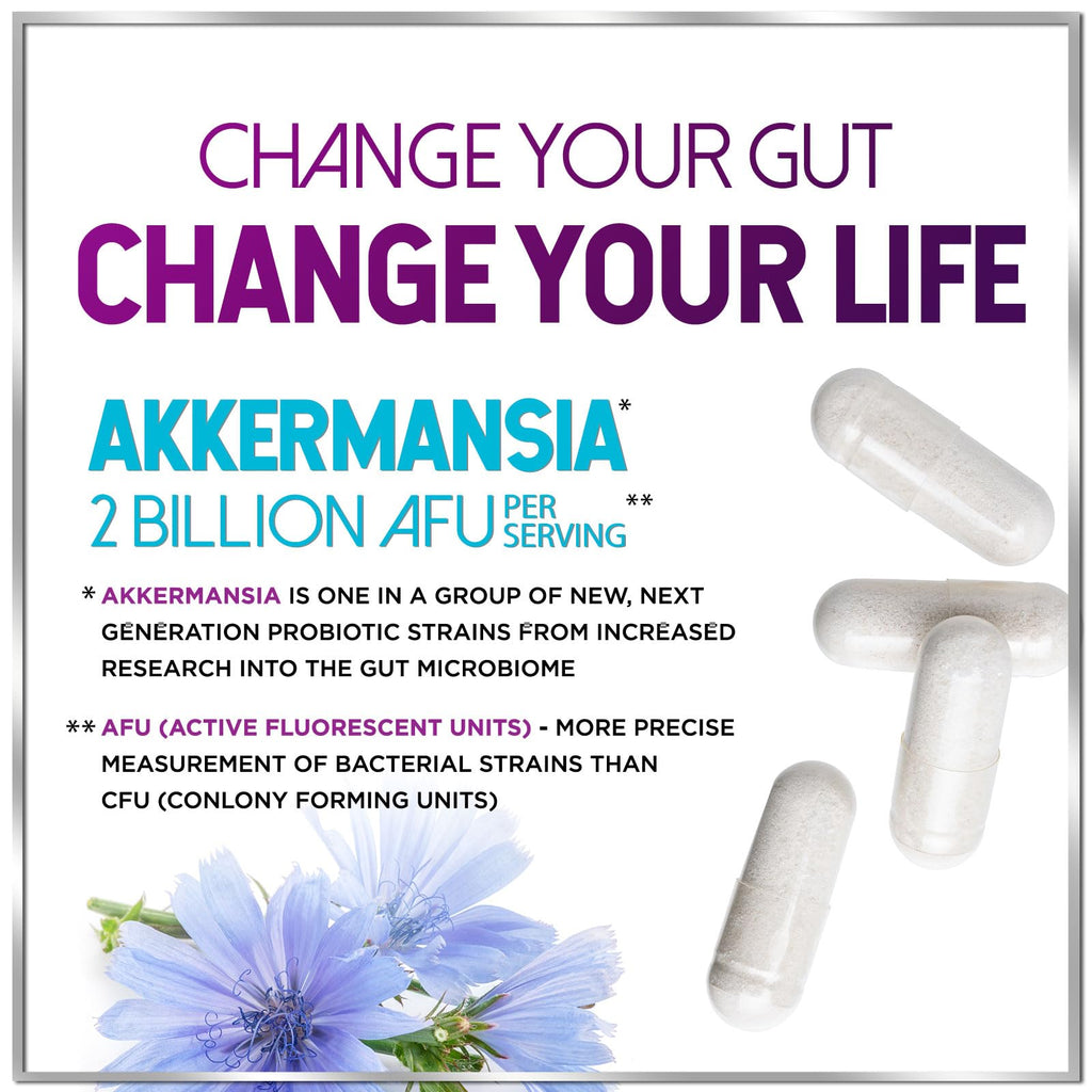Akkermansia Probiotic - 2 Billion AFU per Serving - Best Strain for GLP-1 Production Support with Prebiotic Fiber for Natural Digestive & Gut Health