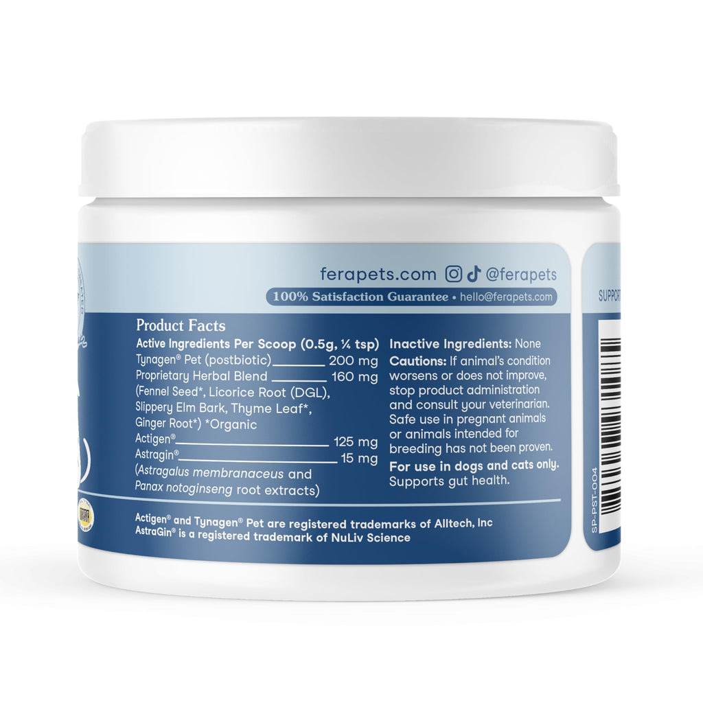 Fera Pets Postbiotics Plus Prebiotics for Dogs & Cats - with Slippery Elm - Promotes Optimal Digestive Health & Inflammatory Response - Enhances Immunity - 120 Scoops Fera Pets Au supplements