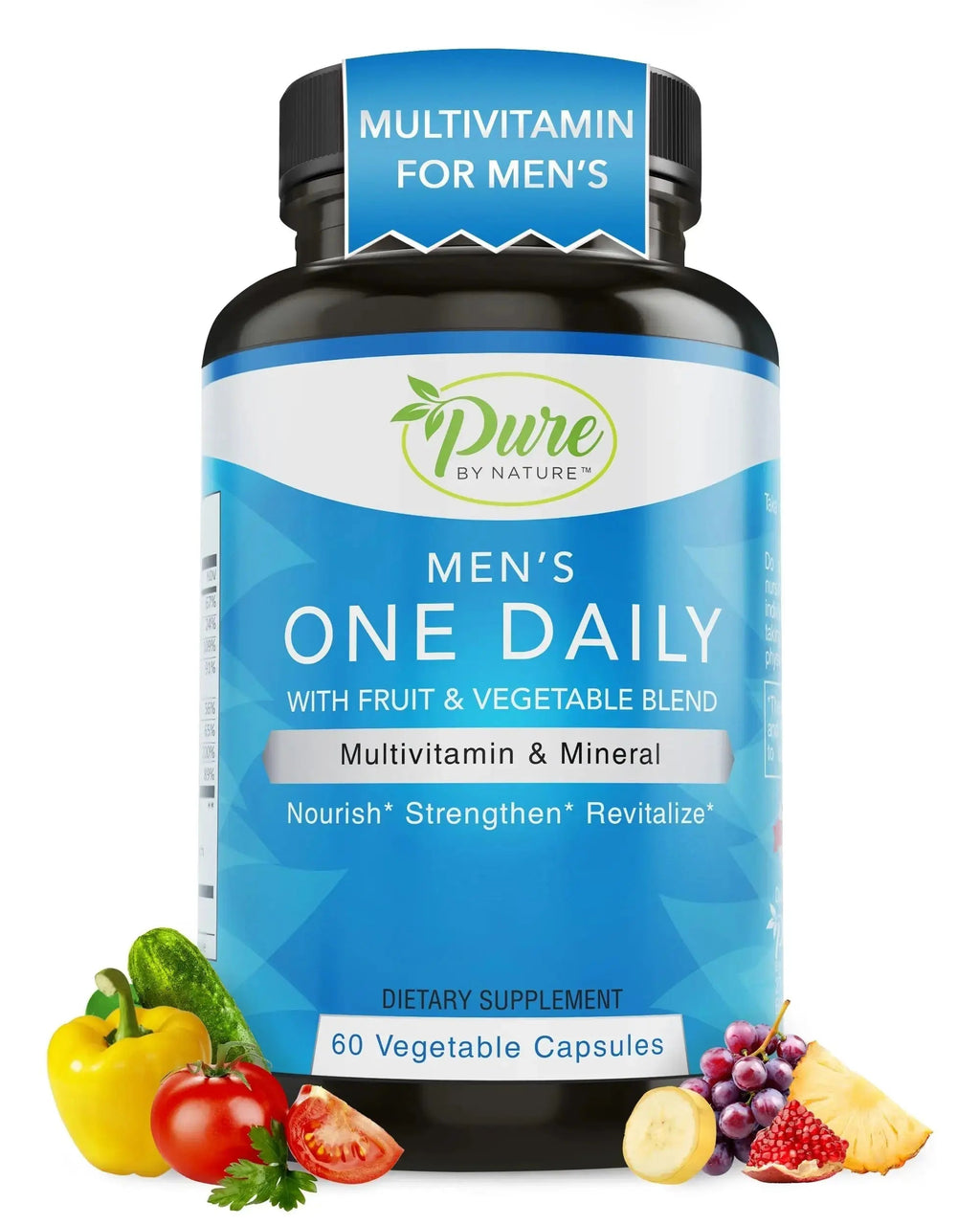 Pure By Nature One-Daily Multivitamin for Men, Immune Support Supplement with Non-GMO Ingredient, Vitamin & Minerals for Energy, 60 Veggie Capsules Pure By Nature Au supplements