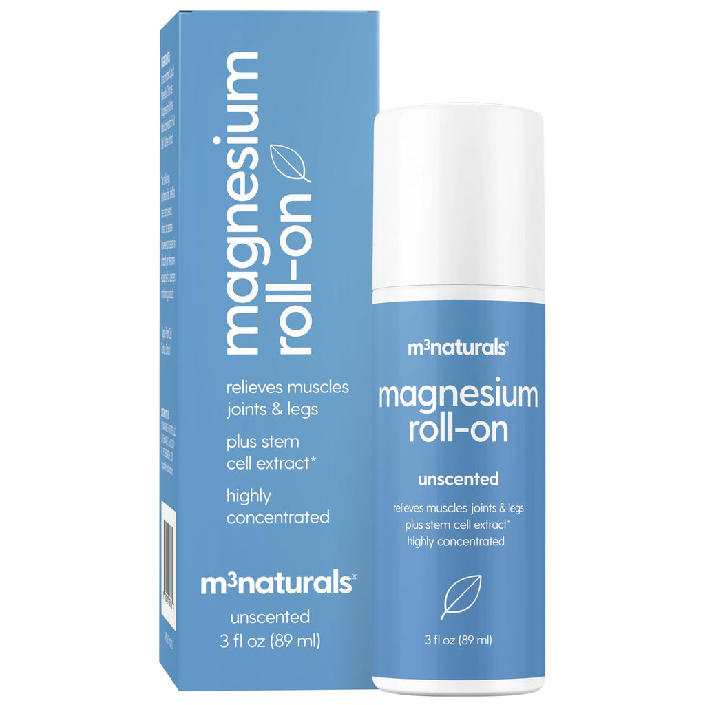 Magnesium Roll On for Adults & Kids, Easy Application for Sore Muscles, Feet, Joints and Leg Cramps, Helps with Sleeping and Post-Workout Recovery, for Sensitive Skin, 3 fl oz, by M3 M3 Naturals Au supplements