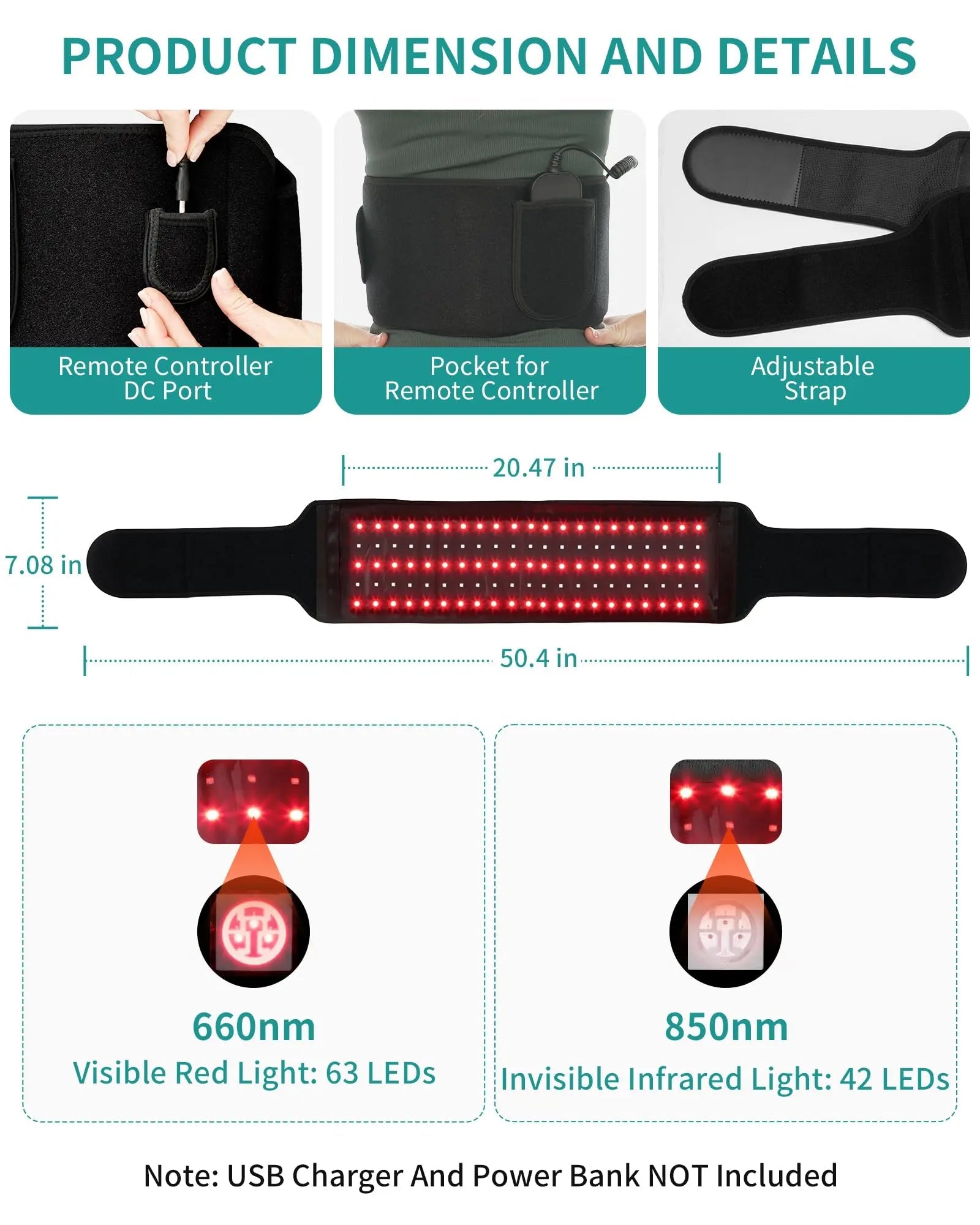 Nekteck Red Light Therapy Belt for Body, Wireless Near-Infrared Light Pad for Pain Relief, Inflammation Nekteck Au supplements