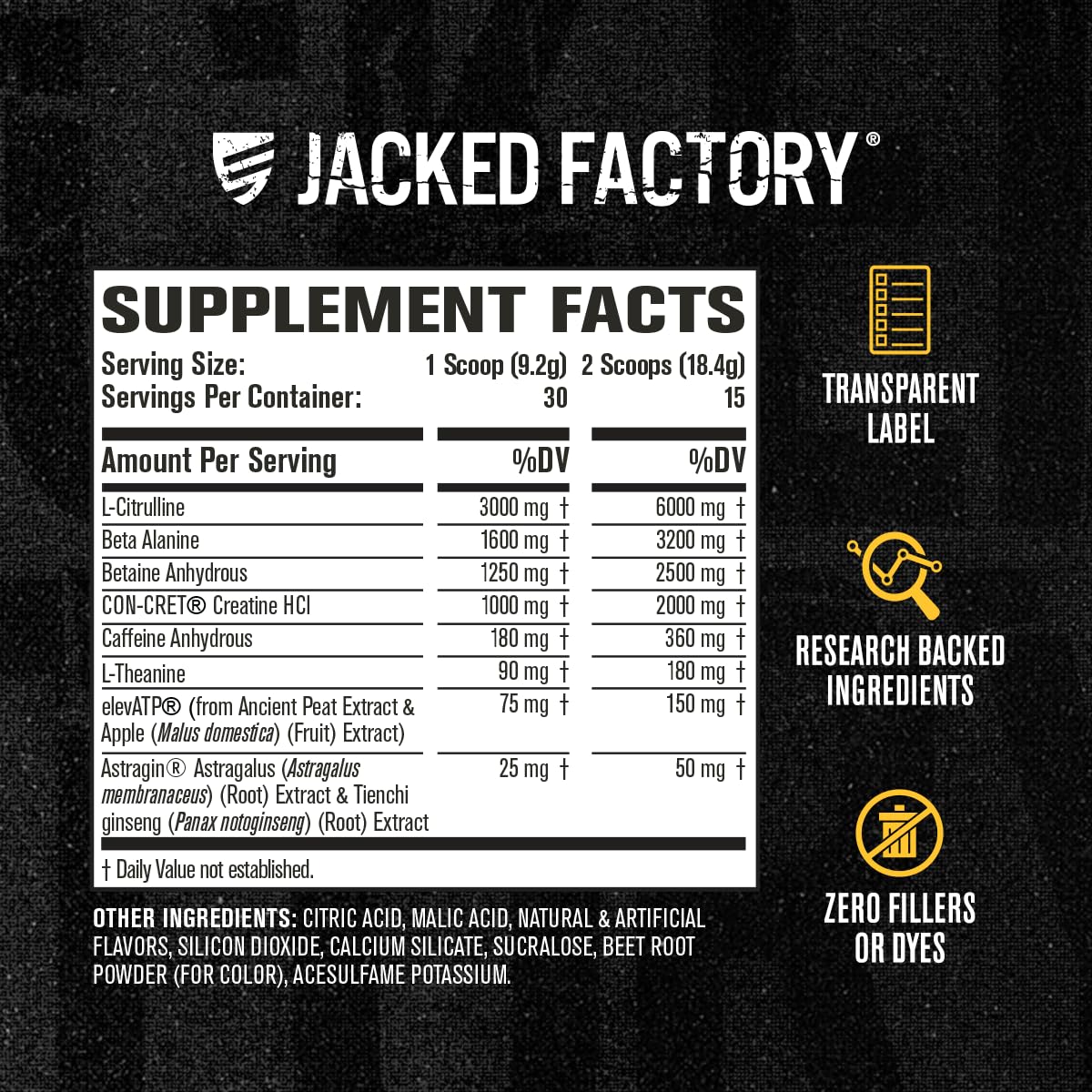 Jacked Factory Nitrosurge Build Pre Workout with Creatine for Muscle Building - Con Cret Creatine Powder & elevATP for Intense Energy, Powerful Pump
