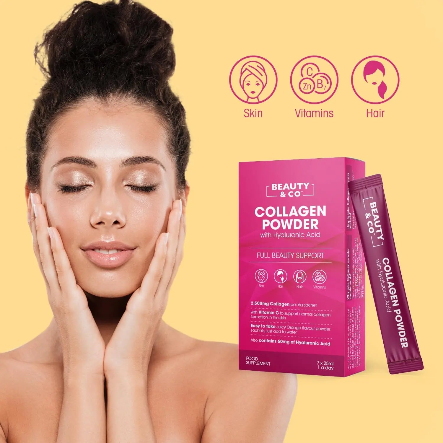 Collagen 2500mg Powder Supplement Boosted with Vitamin C and Hyaluronic Acid (Bovine) Beauty & Co Au supplements