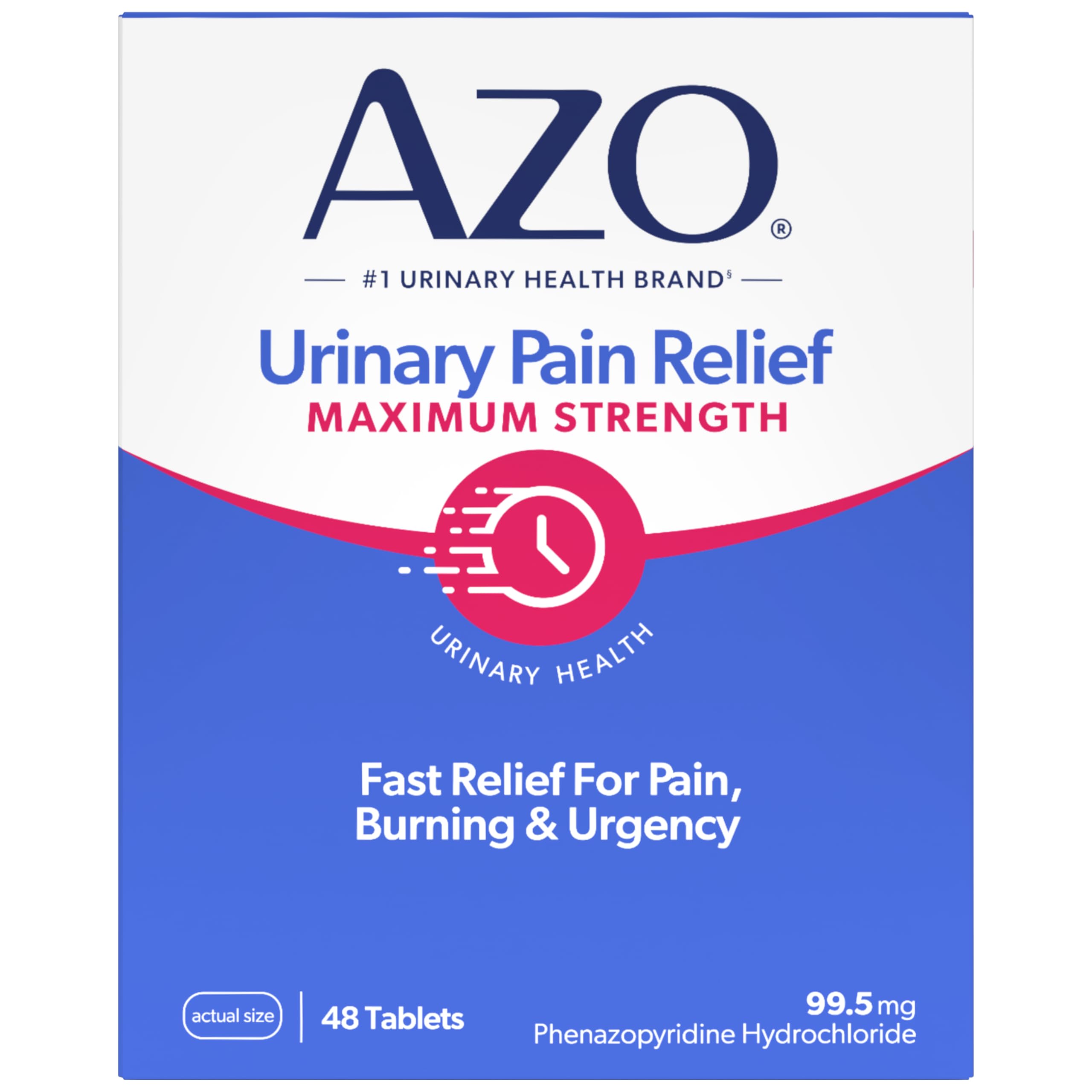 AZO Urinary Pain Relief Maximum Strength | Fast Relief of UTI Pain, Burning & Urgency | Targets Source of Pain | #1 Most Trusted Brand | 48 Tablets AZO Au supplements