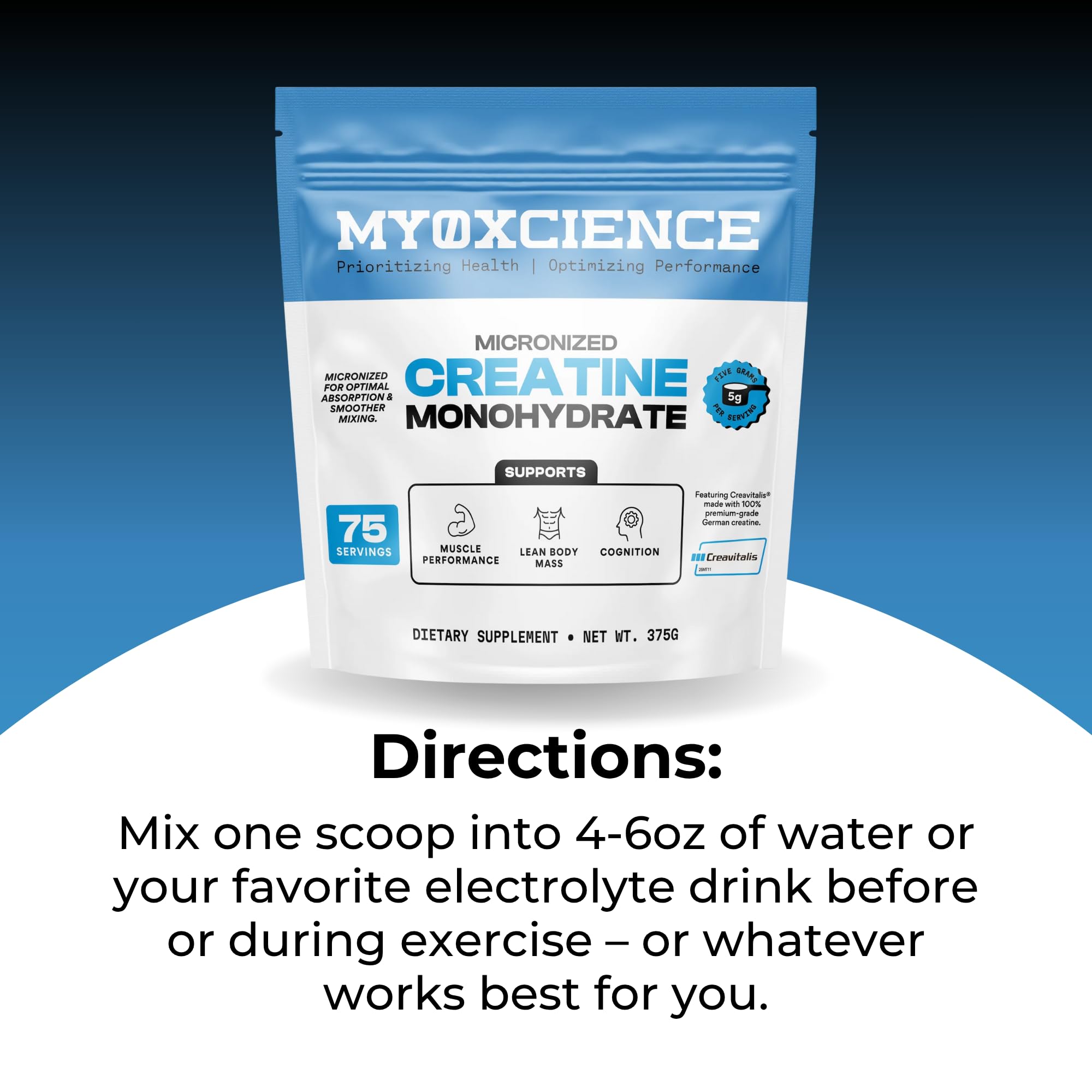 MYOXCIENCE Micronized Creavitalis Creatine | The World’s Purest Micronized Form of Creatine Monohydrate | Supports Muscle Performance