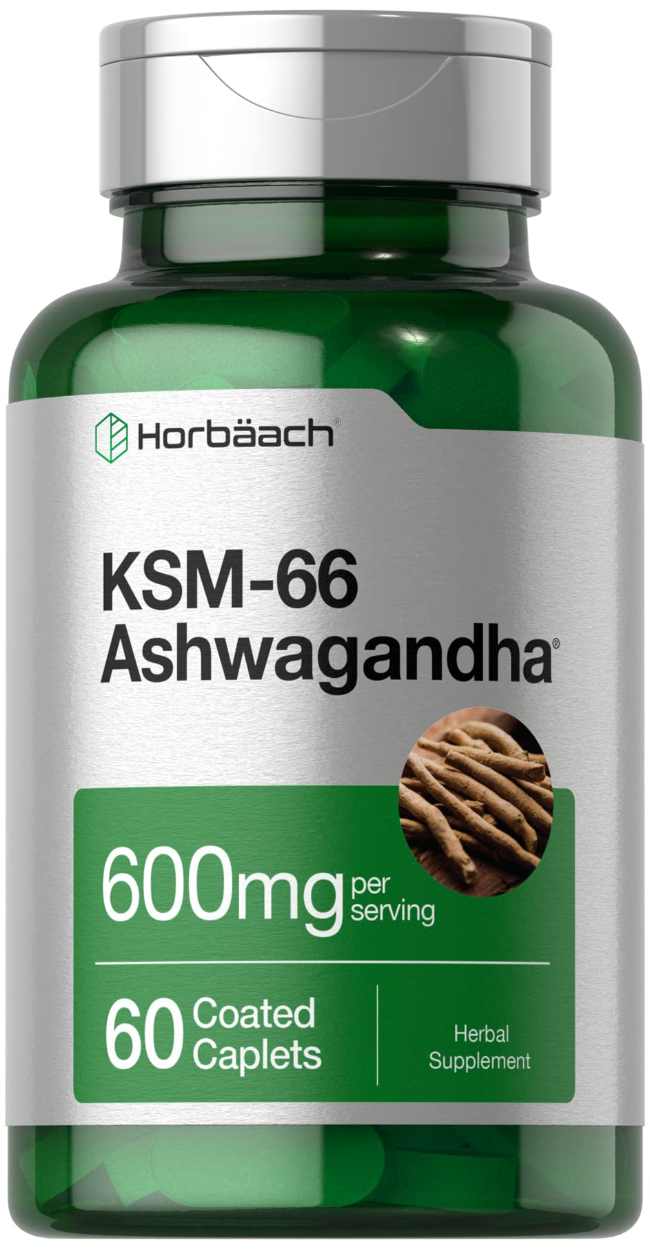 Horbäach KSM-66 Ashwagandha 600mg | with L-Theanine | 60 Coated Caplets | Vegan, Non-GMO, Gluten Free Complex Supplement Horbäach Au supplements