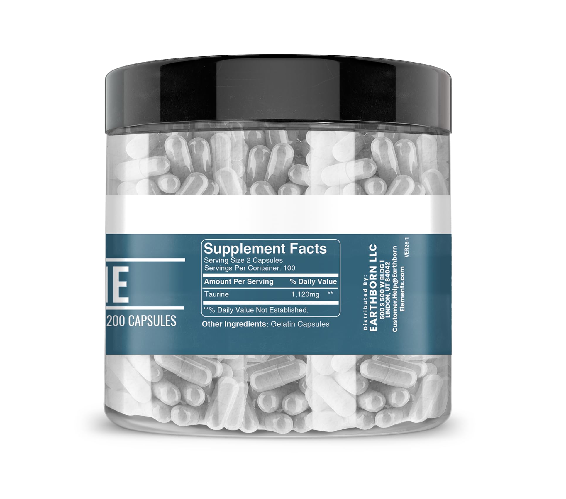 Earthborn Elements Taurine, 200 Capsules, Pure & Undiluted, No Additives Earthborn Elements Au supplements