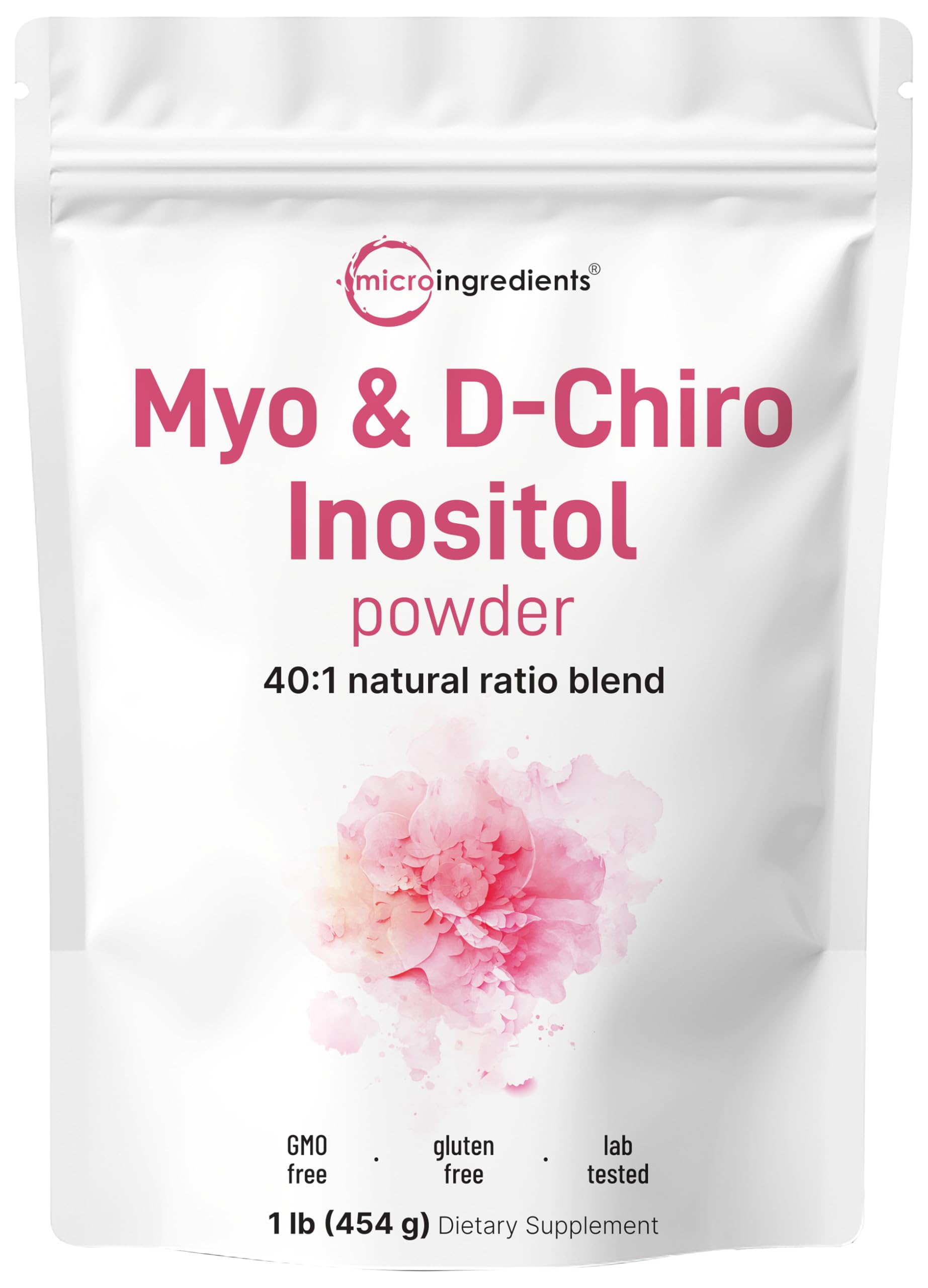 Micro Ingredients Myo-Inositol & D-Chiro Inositol Powder, 1lb (221 Servings) | 40:1 Ideal Ratio Inositol Supplement for Women | Supports Hormonal Balance