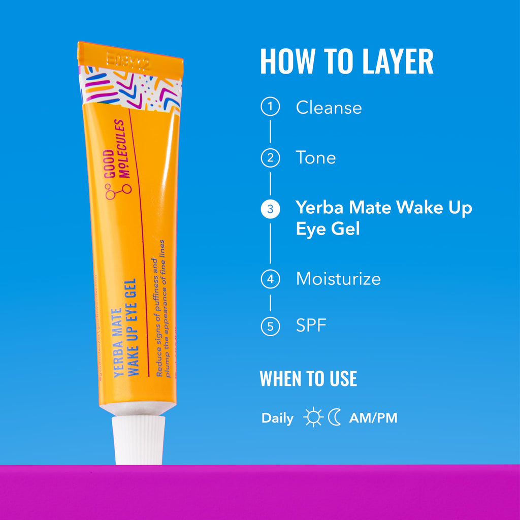 Good Molecules Yerba Mate Wake Up Eye Gel - Hydrating Under Eye Gel Cream with Hyaluronic Acid and Caffeine