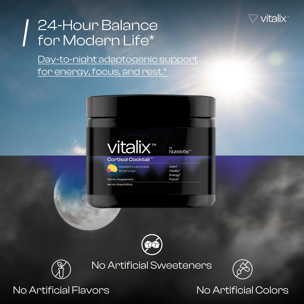 NutraVōs Vitalix – Cortisol Reducer & Adaptogen Drink Mix with Ashwagandha KSM 66, Magnesium Glycinate 200mg, L-Theanine 200mg, Vitamin C 500mg & Electrolytes – Raspberry Lemonade – 30 Servings NutraVōs Au supplements