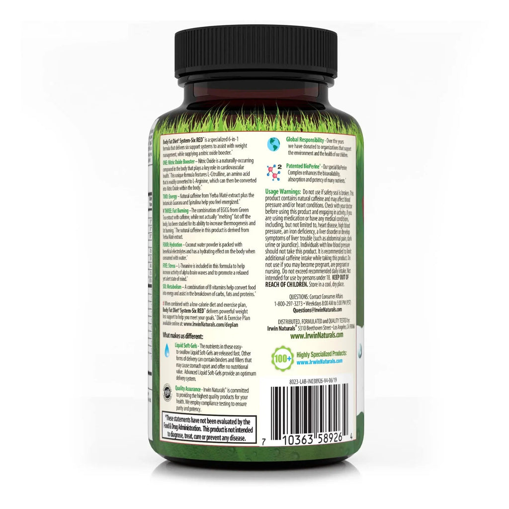 Irwin Naturals Body Fat Diet System-Six RED - 72 Liquid Soft-Gels, Pack of 2 - 6-in-1 Formula Irwin Naturals Au supplements