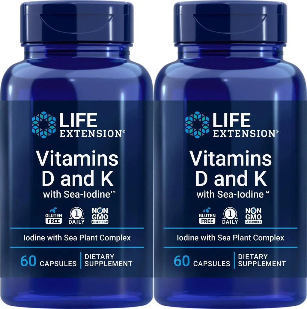 Life Extension Vitamins D and K with Sea-Iodine 60 Capsules (2pack) Life Extension Au supplements