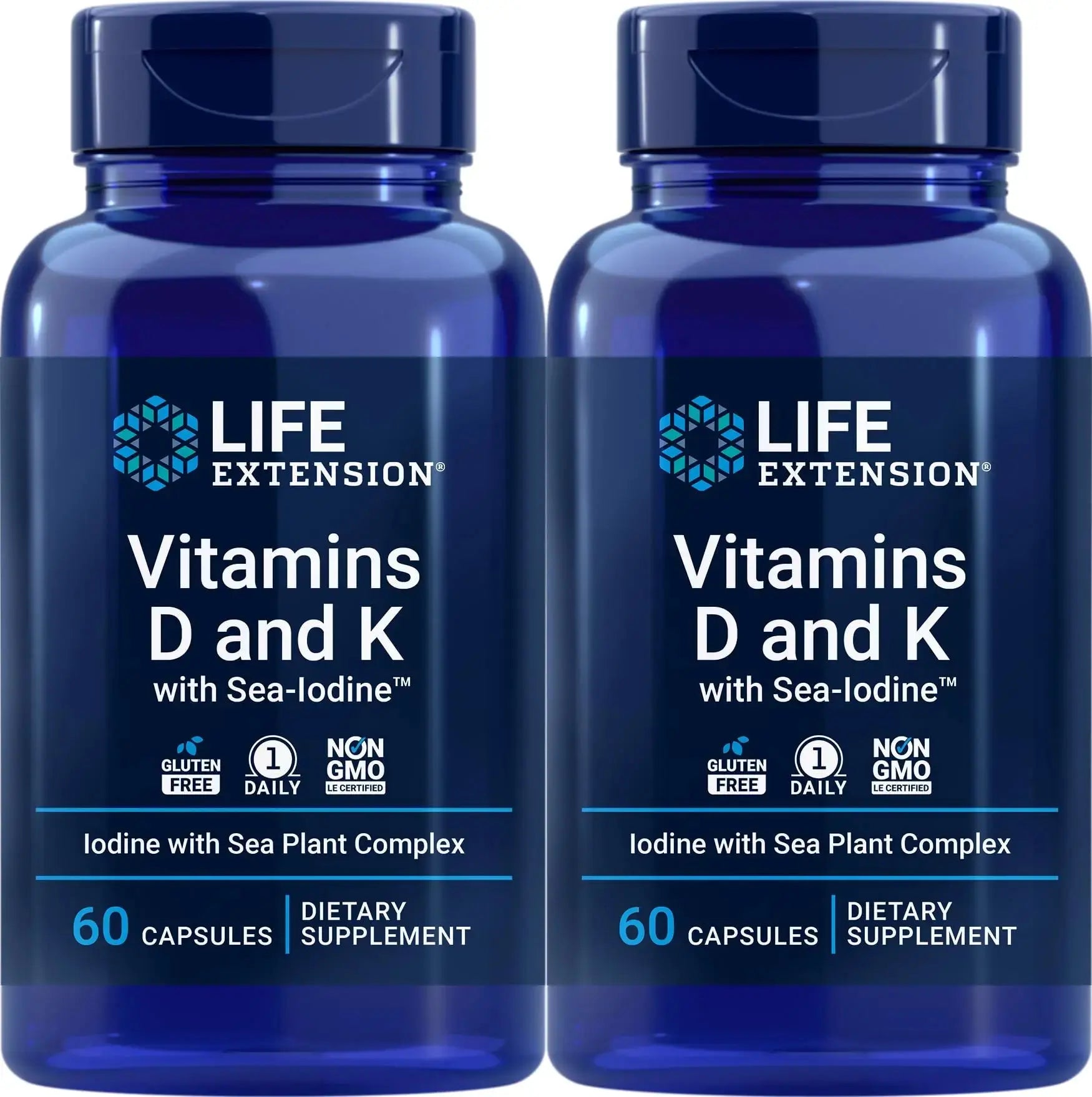Life Extension Vitamins D and K with Sea-Iodine 60 Capsules (2pack) Life Extension Au supplements