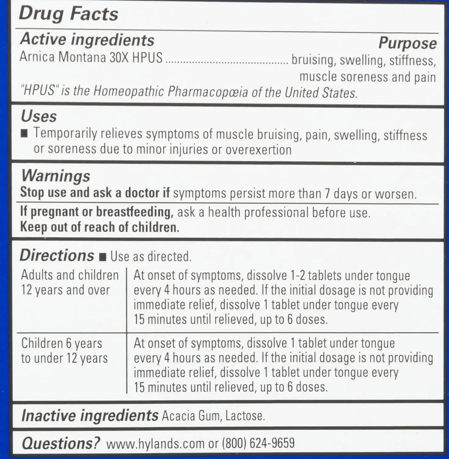 Hyland's Naturals Arnica Montana 30x Tablets, Natural Relief of Bruises, Swelling & Muscle Soreness Hyland's Au supplements