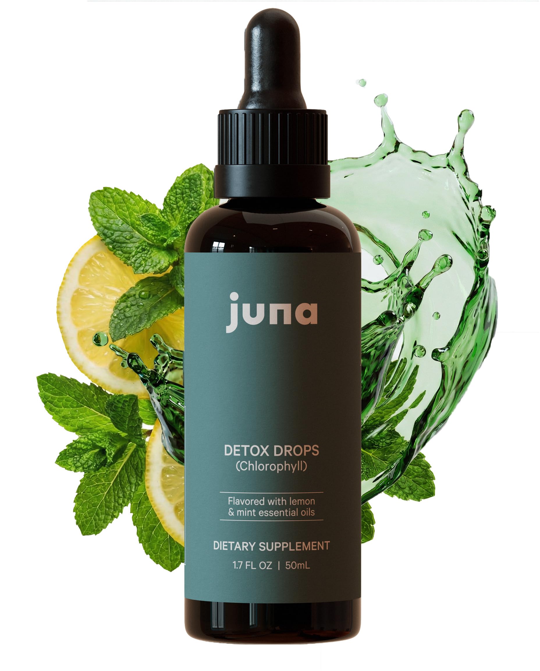 Juna Detox Chlorophyll Drops — Daily Wellness & Detox Support | Lemon Mint Spa Water Taste | Supports Cellular Health, Cleanse
