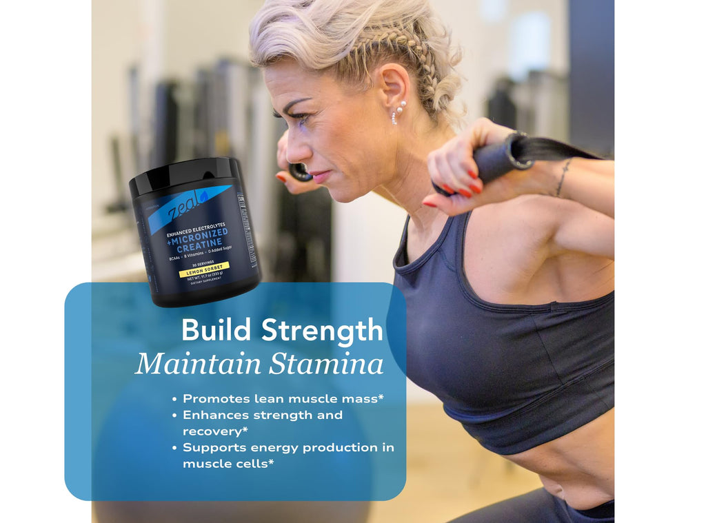 Zeal Naturals Creatine with Electrolytes & Brain Health Nootropics - 30 Servings | Women's Support for Energy, Strength, Focus, & Hydration with B Vitamins | Lemon Sorbet | Zero Sugar No Bloat Formula Zeal Naturals Au supplements