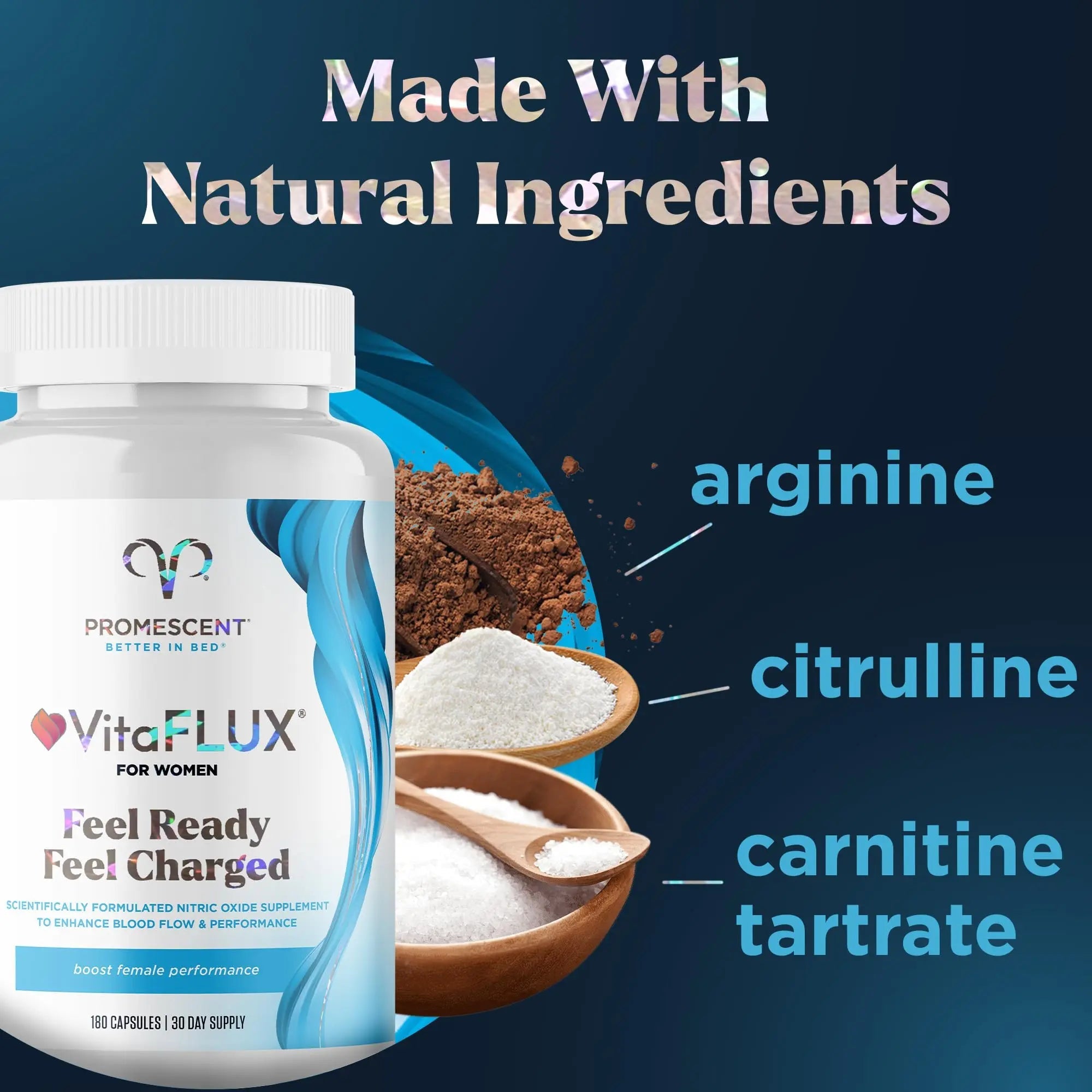 VitaFLUX Triple Power Nitric Oxide Supplement for Male Performance + VitaFLUX Women's Promescent Au supplements