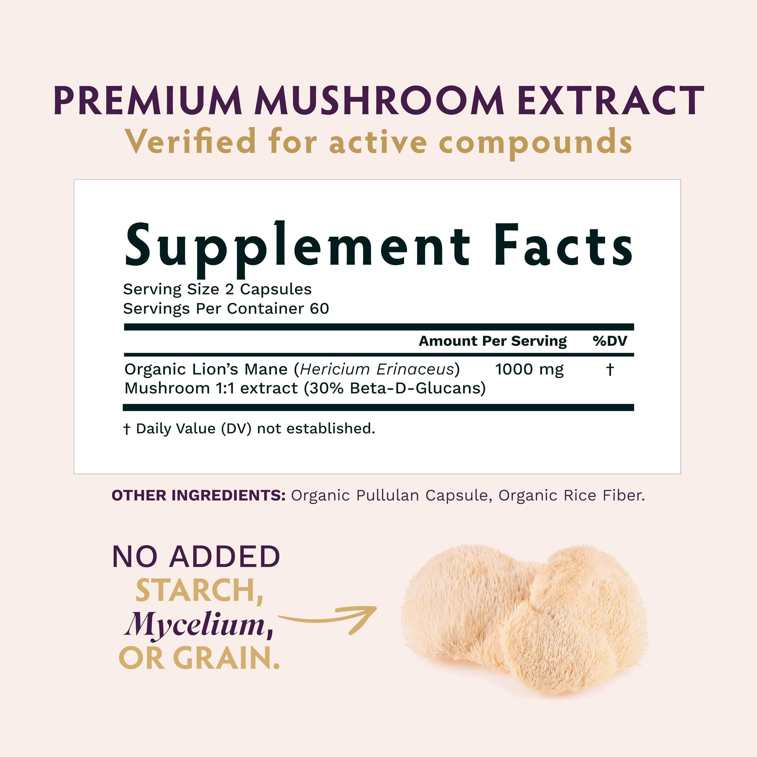 TRIBE ORGANICS Lion’s Mane Supplement 1000mg Mushroom Extract Powder - Immune System Booster & Brain Nootropic for Focus and Memory | Mental Clarity | Natural Energy and Immunity - 120 Vegan Capsules TRIBE ORGANICS Au supplements