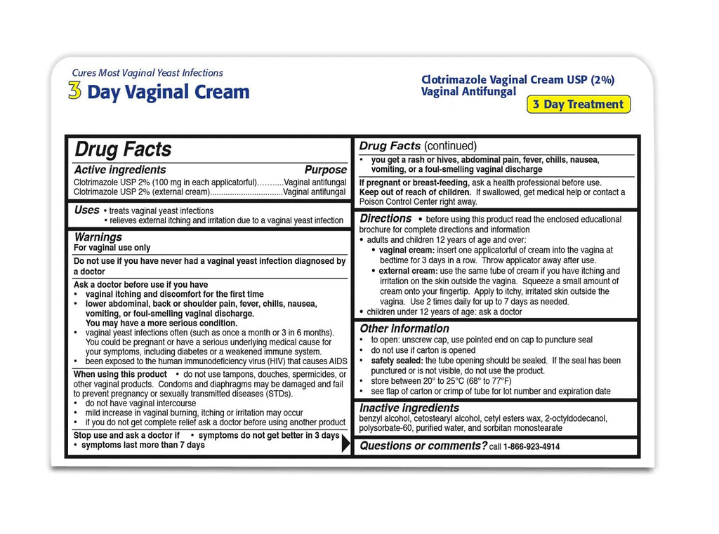Clotrimazole 3 -Day Vaginal Cream - 0.74 Oz (PACK OF 3) Clotrimazole Au supplements