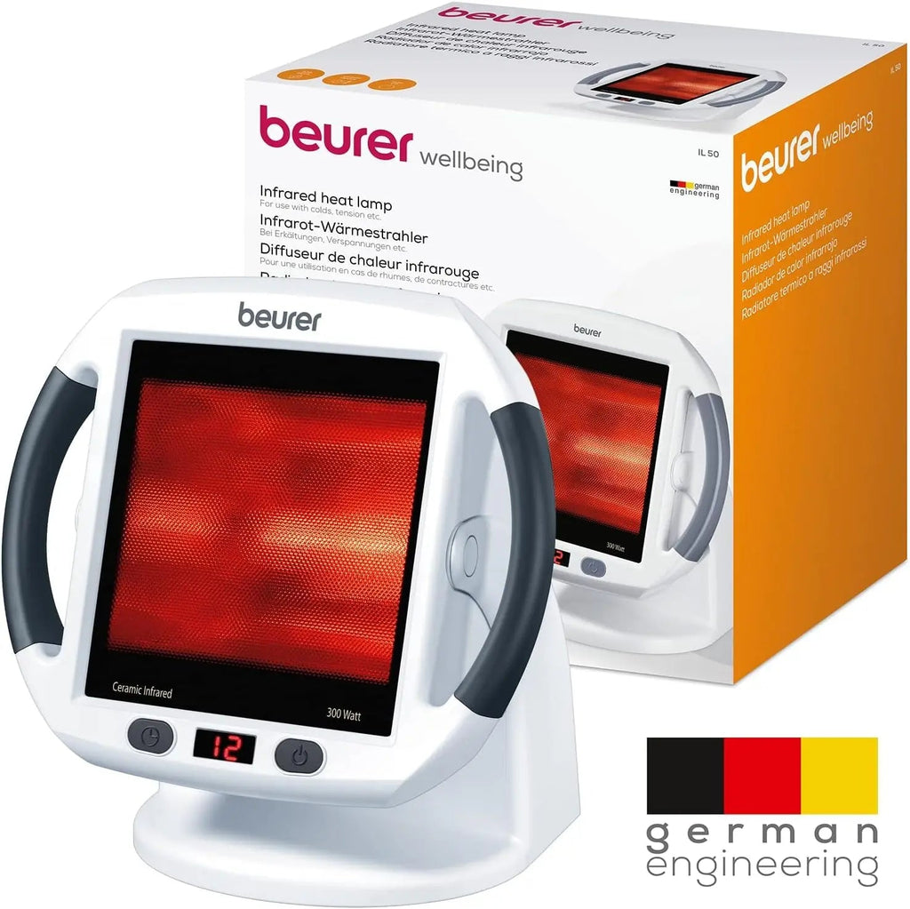 Beurer IL50 Infrared Heat Lamp Heated Red Light Therapy Lamp for Body, Face, Sinuses, & Skin - Effective Beurer Au supplements