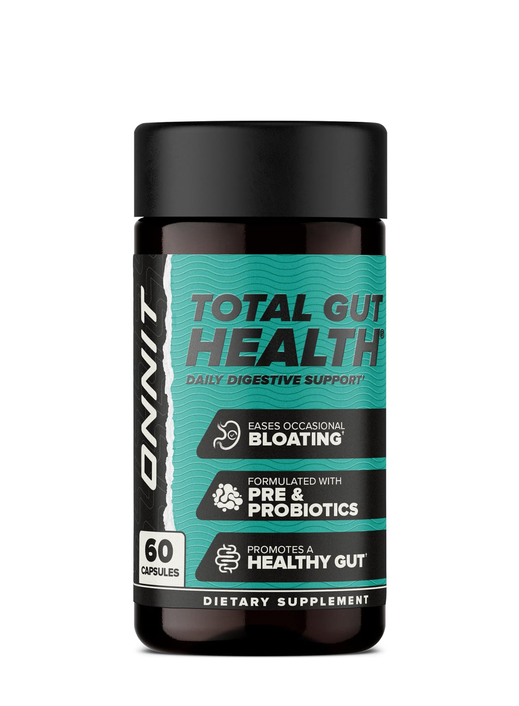 ONNIT Total Gut Health Daily Digestive Support, IGEN™ Non-GMO Tested Digestion Supplement for Women and Men with 7 Strains of Probiotics,