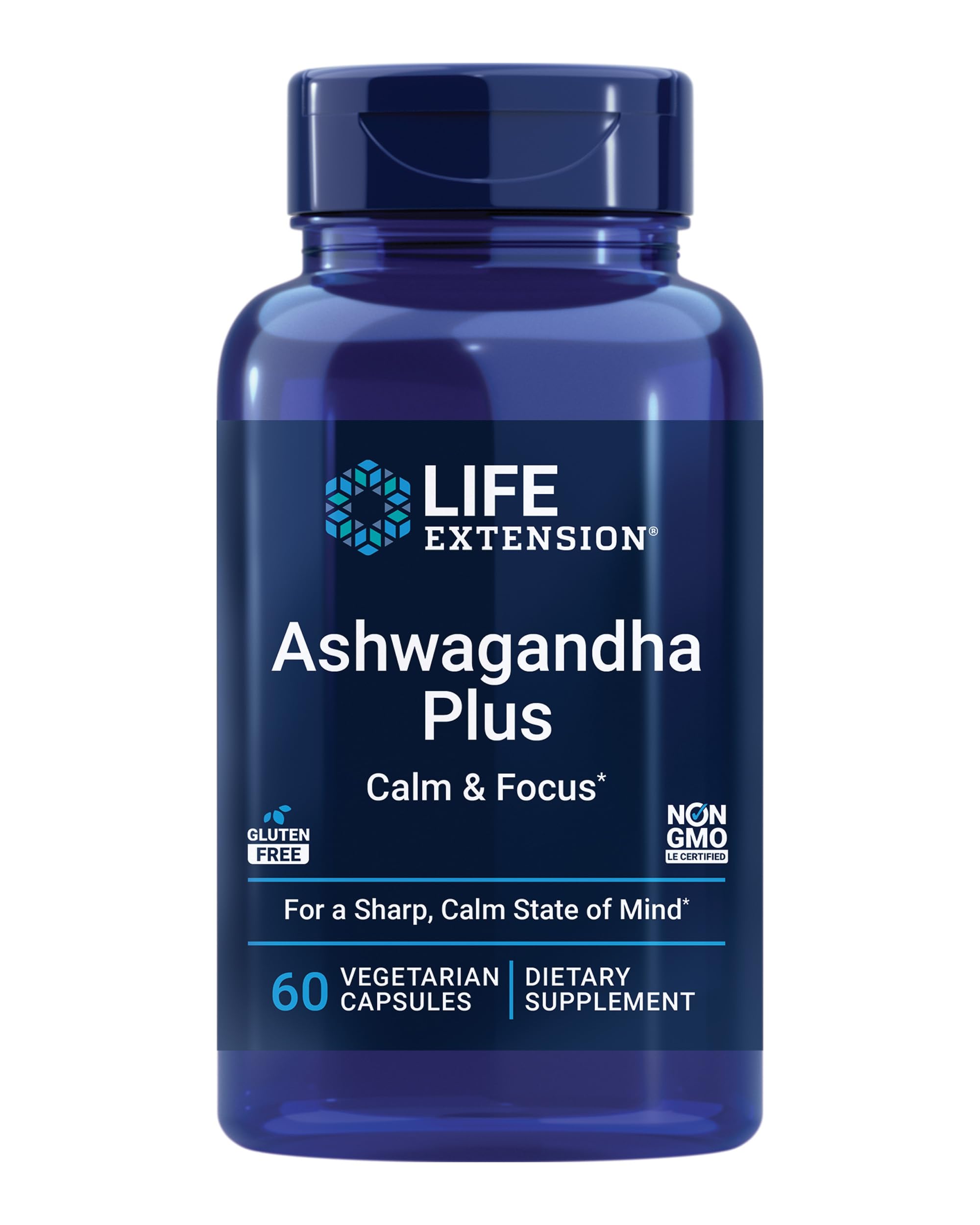 Life Extension Ashwagandha Plus Calm & Focus, ashwagandha Extract, Spearmint Extract, Focus, Attention, Relaxation, Advanced Formula, 60 Vegetarian Capsules Life Extension Au supplements
