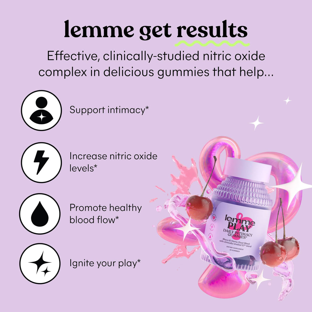 Lemme Play Daily Intimacy Gummies for Women and Men w/Clinically-Studied S7 Nitric Oxide Complex for Healthy Blood Flow