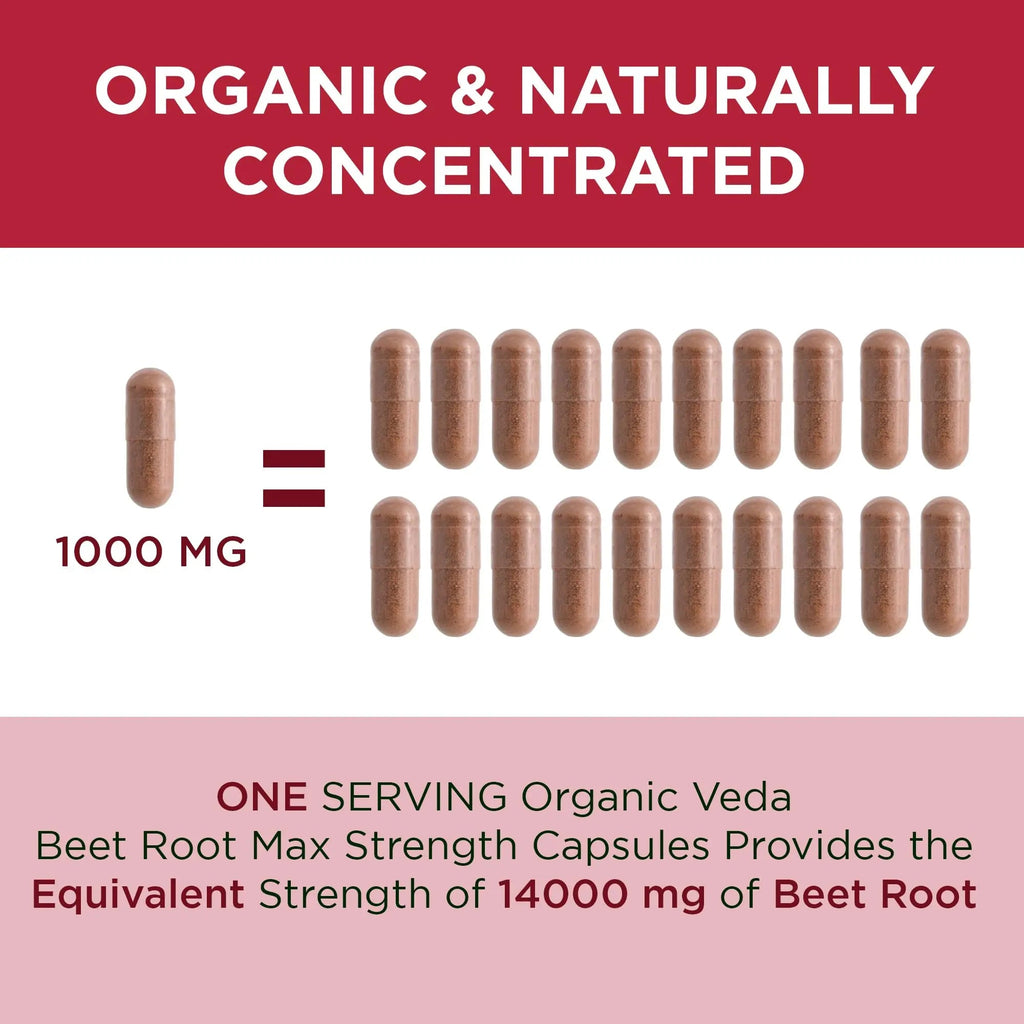 Organic Veda Beet Root Capsules - Triple Reds Nitric Oxide Beets Supplements - Concentrated Organic Veda Au supplements