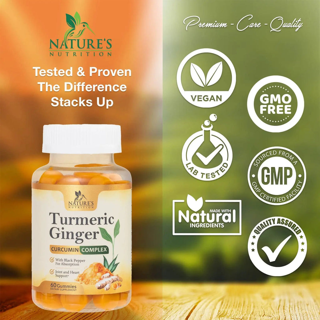 Turmeric Ginger Gummies - Vegan Turmeric Curcumin Gummy with 95% Curcuminoids Nature's Nutrition Au supplements