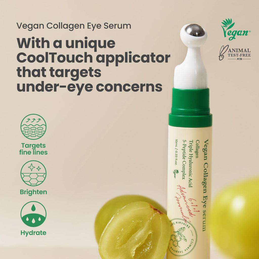 AXIS-Y Vegan Collagen Eye Serum - K Beauty Triple Hyaluronic Acid & Peptide Collagen Serum Improve Skin Elasticity, Reduce Fine Lines & Dark Circles