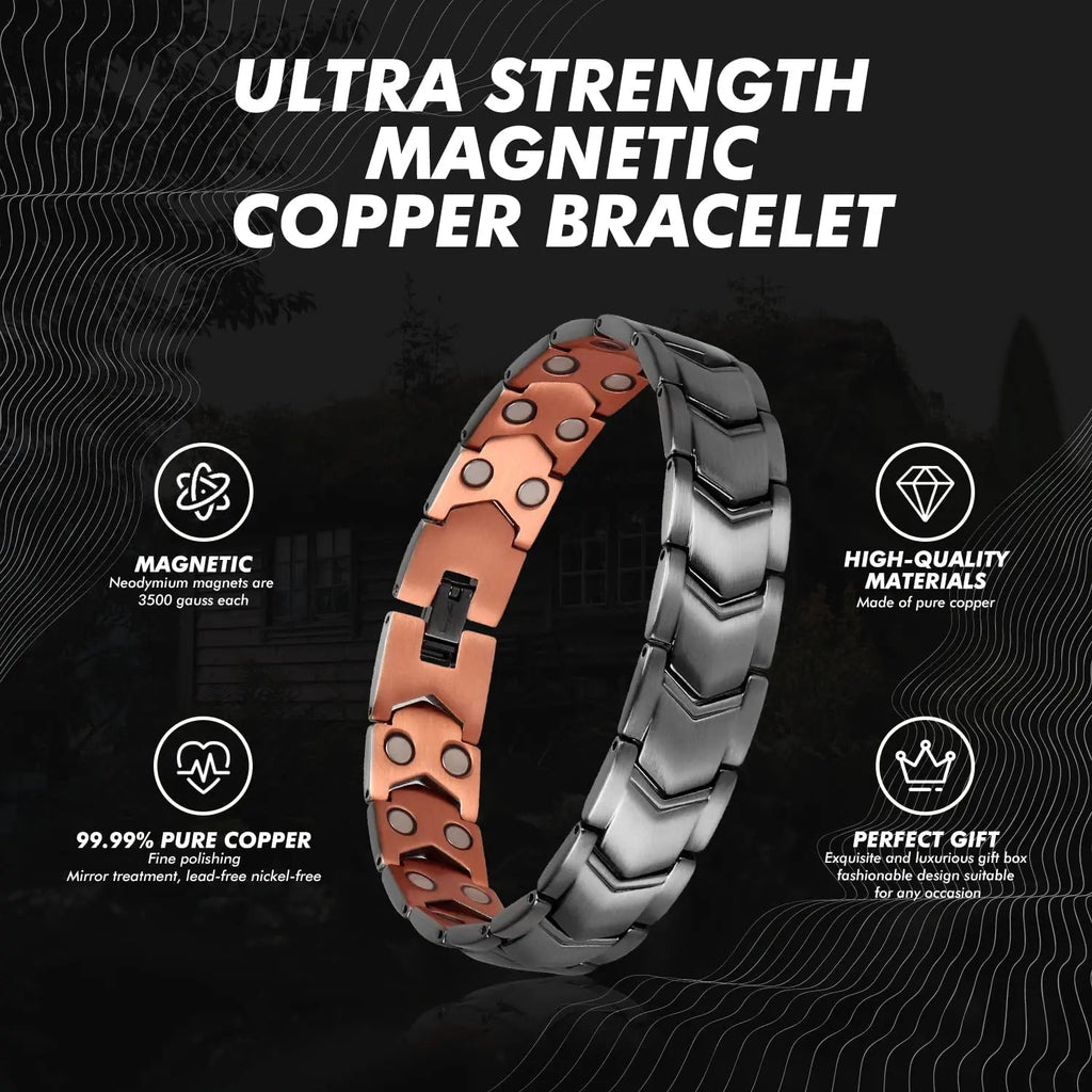 Auinz - Copper Bracelets for Men - 99.99% Solid Pure Copper Magnetic Bracelets Double-Row Auinz Au supplements