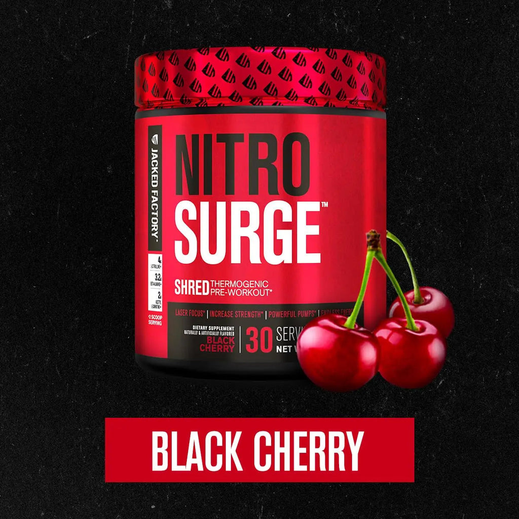 Jacked Factory NITROSURGE Shred Pre Workout Supplement - Energy Booster, Instant Strength Gains, Sharp Focus, Powerful Pumps - Nitric Oxide Booster & PreWorkout Powder Jacked Factory Au supplements
